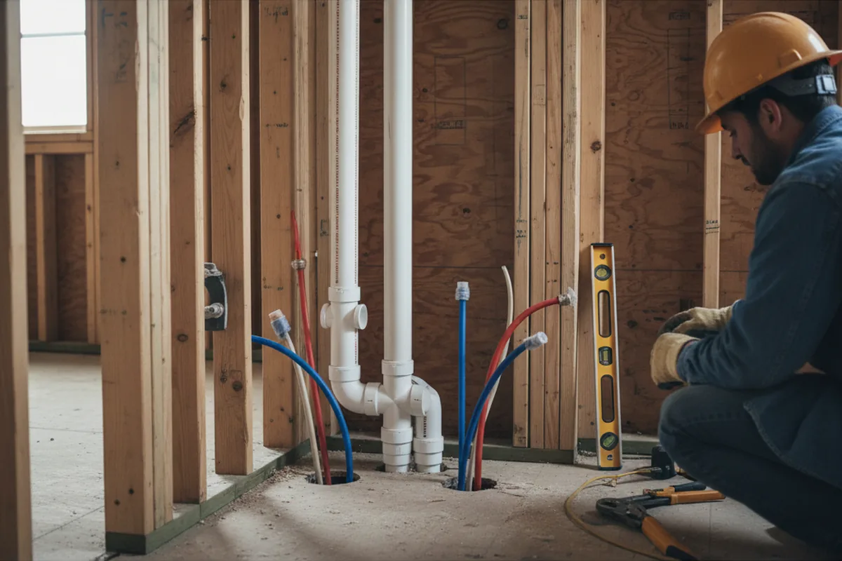 Drain and supply rough-in during Sump Pump Repair in Brandamore